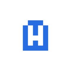letter ht symbol simple geometric negative space logo vector