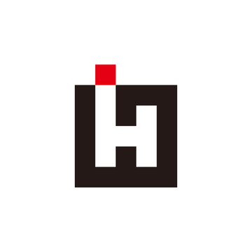 letter hi symbol geometric square line negative space design logo vector