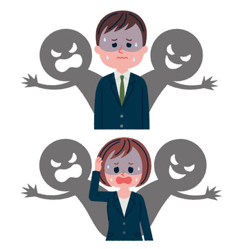 人間関係に悩む社会人のイラスト