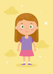 cute little girl with clouds and stars