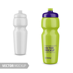 White glossy sport water bottle vector mockup.