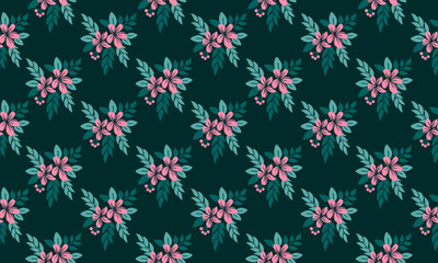 Seamless floral pattern background for valentine, with leaf and floral simple drawing.