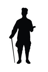 Siam old man in tradition uniform silhouette vector