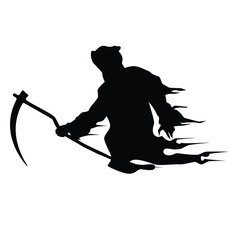 Ghost with sickle silhouette vector