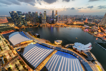 Fototapeta na wymiar Gorgeous aerial view of Marina Bay and skyscrapers, Singapore