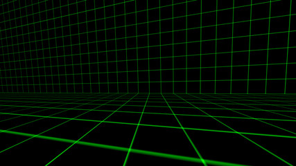 Retro cyberpunk style 80s Sci-Fi Background Futuristic with laser grid landscape. Digital cyber surface style of the 1980`s. 3D illustration