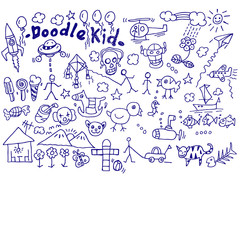 hand drawn kids doodle set