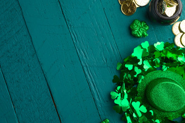 Traditional Irish holiday St. Patrick's Day, March 17th celebration, with accessories