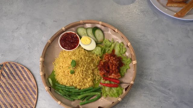 turmeric rice or nasi kunyit popular asian food