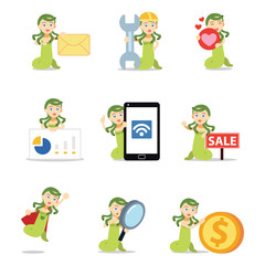 Set of character female medusa in Greek traditional folklore.