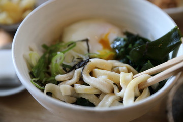 Udon noodles with fried tempura Japanese food