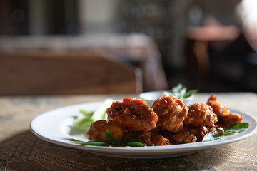 buffalo wings , Fried chicken with hot and spicy sauce