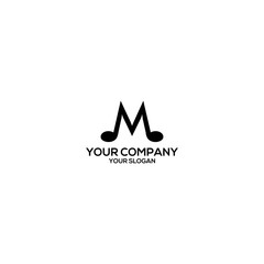 Black M Music Logo Design Vector