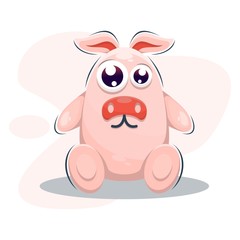 Cute Pig Mascot Cartoon Design Vector
