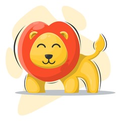 Cute Lion Mascot Cartoon Design Vector