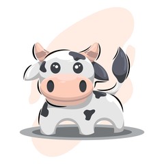 Cute cow Mascot Cartoon Design Vector