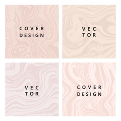 Set of abstract background design with pattern brush texture for branding. Modern pastel cover design with wavy beige brush. Minimalistic banners with space for text and title. Vector illustration