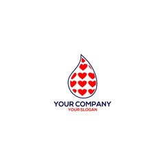 Love in Water Drop Logo Design Vector