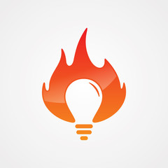 Flame bulb icon isolated on white background