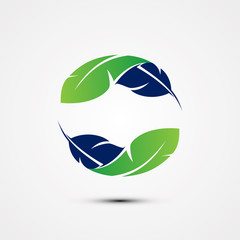 Recycle icon shape feather for element design symbol © Taawon