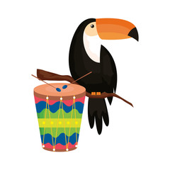 drum with toucan isolated icon