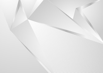 Grey and white geometric low poly abstract background. Hi-tech vector design