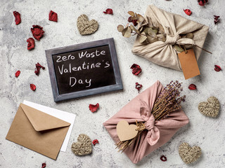 Zero waste Valentine's Day concept, copy space