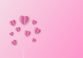 Cute pink heart shape flowers bouquet on pink background