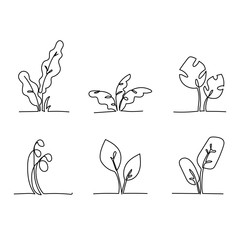 Continuous line drawing. Silhouette of grass