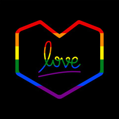 Love hand drawn lettering with heart icon