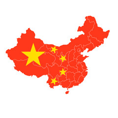 Naklejka premium 中国 国旗 地図 アイコン