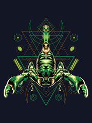 scorpion king zodiac illustrattion in sacred geometry
