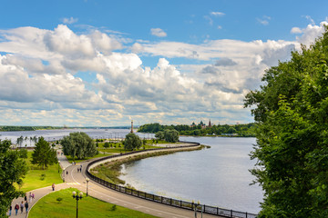 Fototapeta premium The view on the Strelka of the city of Yaroslavl, Russia 