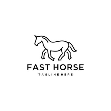 Illustration Simple Elegance horse Vector linear icons and logo design 