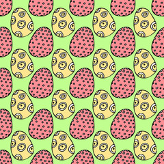 Easter eggs seamless pattern doodle style. holiday background