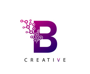 Abstract B Letter , modern B dot technology logo design.