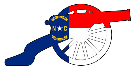 North Carolina Flag With Civil War Cannon Silhouette