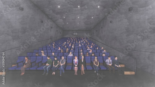 映画館 人あり 映像なし イラスト51 Wall Mural Wallpaper Murals Hiro Studio