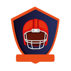 american football helmet in shield isolated icon