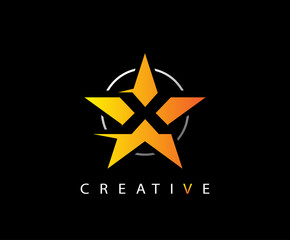 Obraz premium Letter X Fast Star, Technology and digital abstract line X network space logo. 