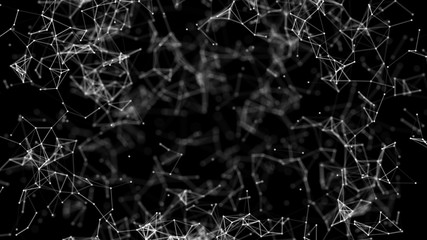 Abstract science technology background. Molecules with polygonal shapes, connecting dots and lines. Big data visualization. Connection structure concept. 