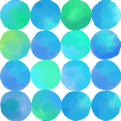 Watercolor circles seamless background pattern. Colorful dots  hand painted. Textile pattern, fabric swatch, wrapping paper.