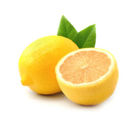 Sweet lemon with leaves.