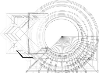 Abstract Construction Structure Of Lines Vector. Isolated Illustration On White Background. Canopy Eaves Structure.