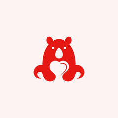 the combination of bear and heart makes the perfect logo. vector illustration