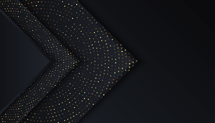 black background with overlap layers golden light dots