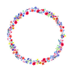 Floral Frame. Flowers arranged un a shape of the wreath for invitations and cards