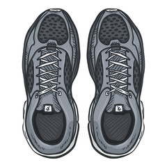 Vector Cartoon Gray Running Shoes.