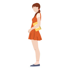Young Student girl flat vector illustration. 
