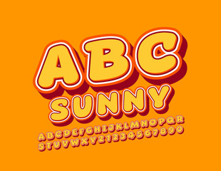 Vector Stylish Sunny Font. Bright modern Alphabet Letters and Numbers